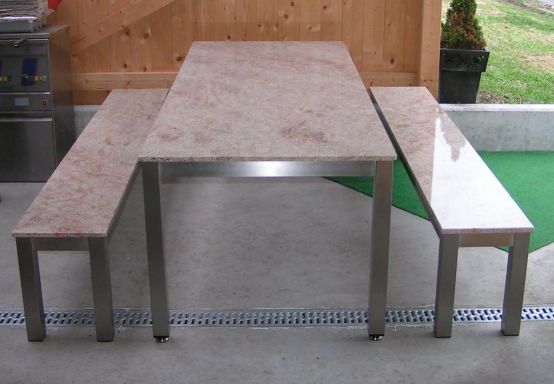 Thomas Ursprung - Gartenstuhl, Bank / Stuhl aus Granit und Edelstahl